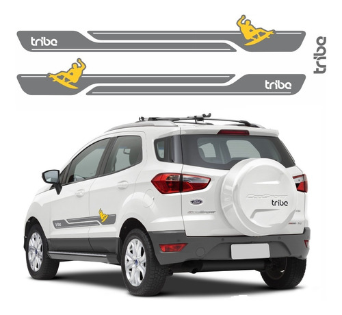 Kit Adesivo Ford Nova Ecosport Tribe Surf Faixa Lateral Cor Cinza