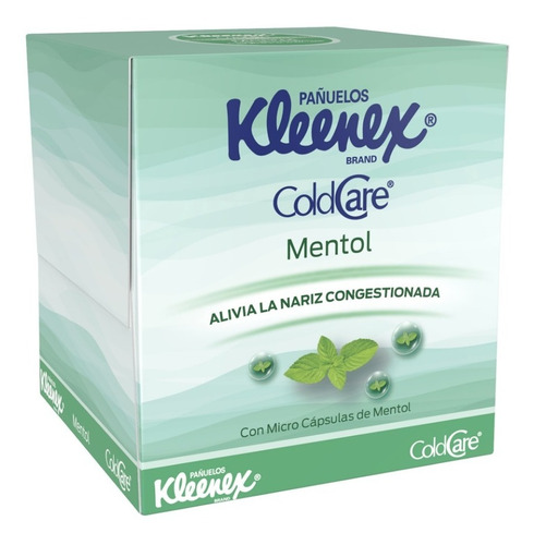 Pañuelo Facial Kleenex Aroma Mentol Caja 60 Piezas