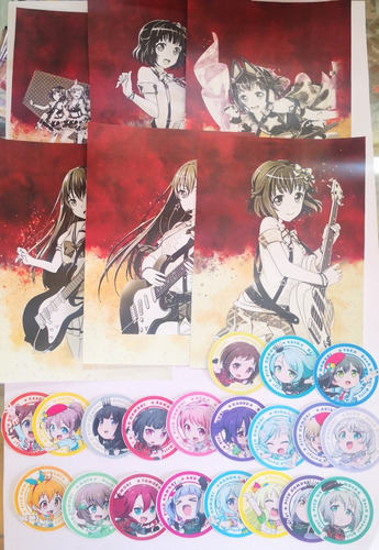 Paquete Anime Bang Dream 6 Posters + 20 Stickers + Llavero