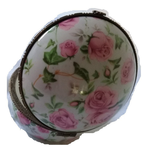Imagen 3 de 7 de Joyero Porcelana, Blanco Con Diseños Florales De Rosas Rosas