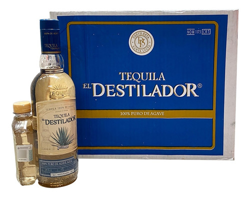 Caja Tequila El Destilador Reposado 700ml Con Pacha De 250ml