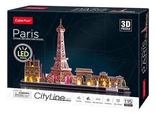 Cubic Fun Rompecabeza 3d Con Led Paris Ciudad 115 Piezas