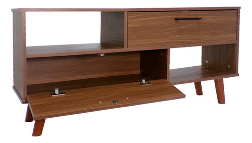 Mueble Mesa Para Tv Estilo Nordiko Vintage Minimalista Color Nogal neo