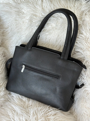 Cartera Baul Importada Semi Rigida Croco Divisiones Mediana Negro Tramado Níquel Negro
