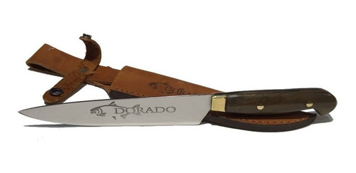 Cuchillo Acero Quirurgico Logo Dorado 29cm + Vaina De Cuero