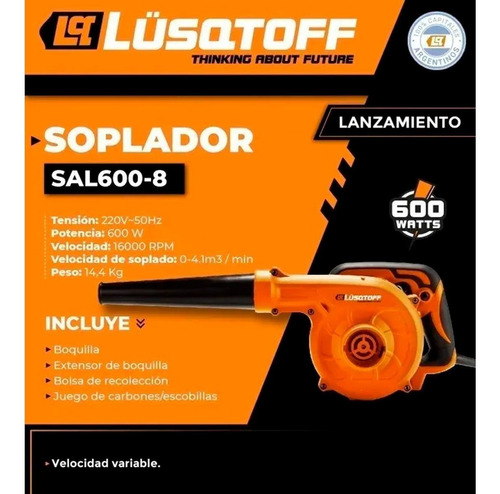 Imagen 3 de 8 de Sopladora Aspiradora Lusqtoff Sal600-8 Eléctrica 600w 220v