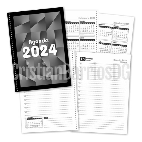 Agenda Imprimible A4 Y A5 En Pdf B/n - 324 Pags