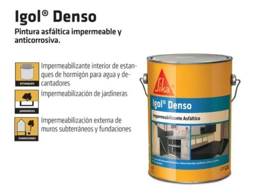 Igol Denso Impermeabilizante Asfáltico Negro 3 Lts