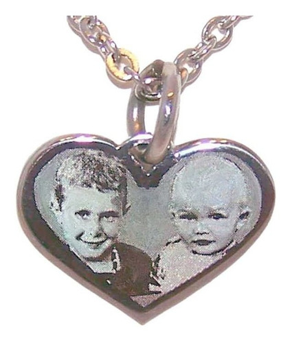 Foto Medalla Acero Corazón 15x20mm + Cadena + Aros