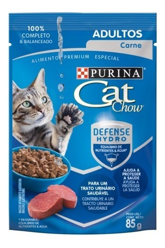 Pack 15 Cat Chow Adultos Carne 85 Gr- Comida Para Gato