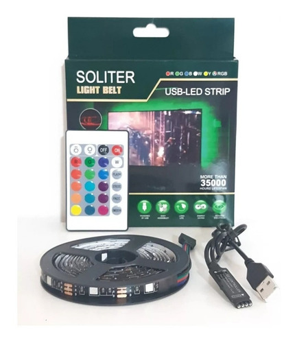 Tira Luces Led Rgb 5050 Usb 2mts Decoracion Tv Gamer Pc
