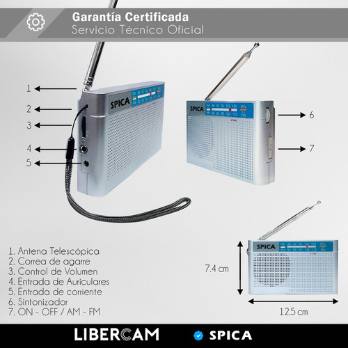 Imagen 6 de 10 de Radio Portatil Spica Sp-350 A Pilas Am/fm Retro Original