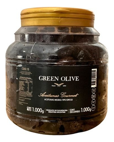 Aceitunas Negras Griegas Green Olive 1 Kg