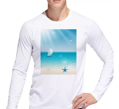 Remera De Hombre Playa Beach Velero Estrella Mar Sol Ml