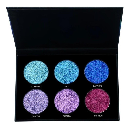 Paleta Sombra Ojos Con Brillantina Prolux Prensada 6 Tonos