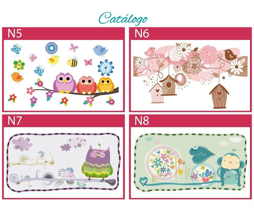 Imagen 6 de 6 de Vinilos Decorativos Pared Infantiles Nenas, Buhos, Pajaros
