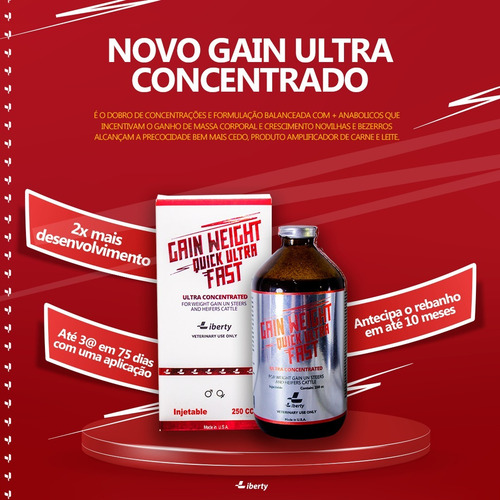 Suplemento Gain Weight Ultra Fast 250ml Engorda Rápida Boi
