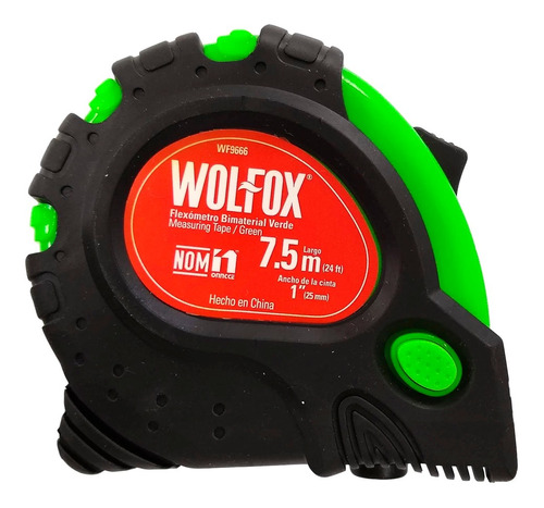 Flexometro Wincha Ancha 7.5 Metros X 1  Verde Wolfox Wf9666