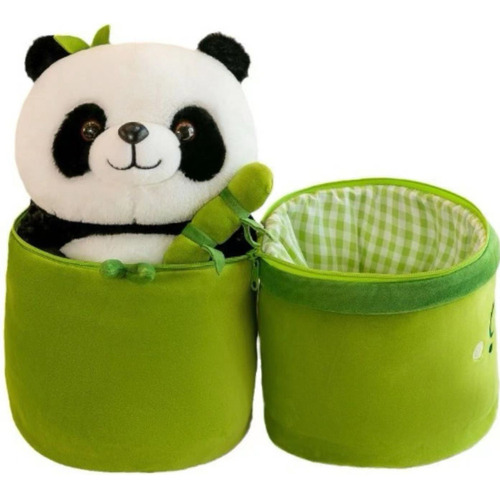 Panda Escondido En Un Tubo De Bambú De 30 Cm, Juguete De Pan
