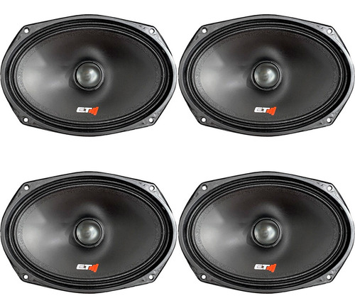 Kit 4 Alto Falante Etm 6x9 Polegadas 250w Rms Som 4 Ohms