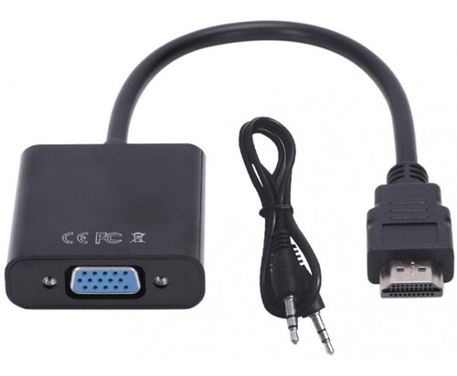 Convertidor Audio & Video Hdmi A Vga + Cable Auxiliar 3.5 Mm