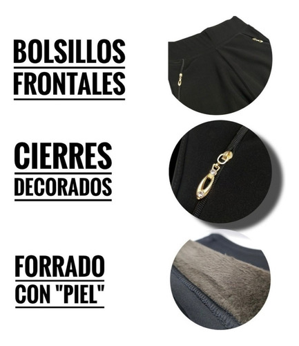 Pack3 Pantalón Calza Lola Forrada Con Chiporro Con Cierre