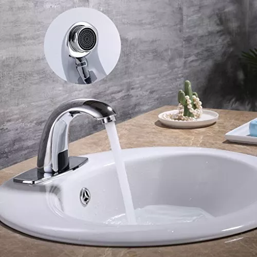 Grifo de lavabo de baño sin contacto con sensor automático, grifos  cromados, grifo de agua de baño manos libres con caja de control y  mezclador de