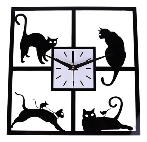 Aexpes Reloj De Pared Cuadrado Silencioso Con Forma De Gato