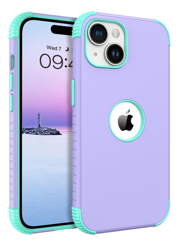Funda Para iPhone 15 6.1puLG Morado/menta 6.1puLG Hybrid Dur