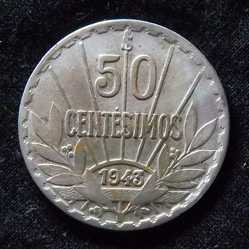 Uruguay 50 Centésimos 1943 Exc Plata Km 31