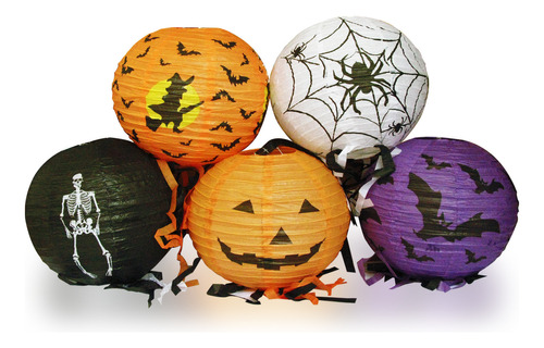 12 Linterna De Papel Halloween Decoracion Pantalla Colgantes