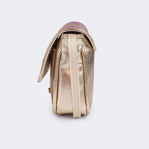 Bolsa Infantil Clássica Fivela Imã Pampili Cor Dourado