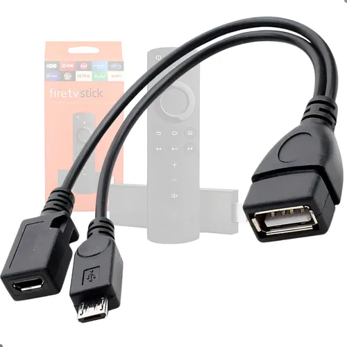 Cabo USB Micro e Otg 20cm Happ-You Preto para Amazon Fire TV e Ch...