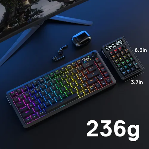SE dragonです。 Teclado Numérico Mecánico Rgb Inalámbrico Redragon K733 Pro Negro