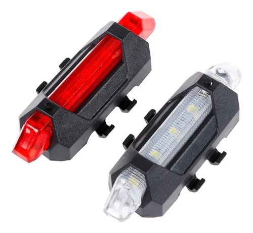 Luz Bicicleta Led Recargable Usb Ciclismo Luces Blanca/ Roja Color Rojo