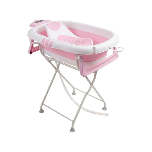 Banheira Bebê Dobrável Com Suporte Redutor Assento E Termômetro Embutido Até 20kg Melon Maxi Baby - Rosa