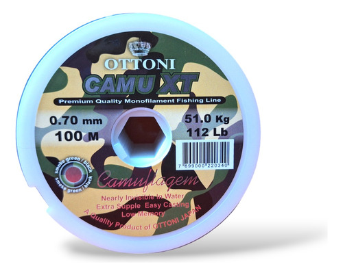 Tanza Nylon Ottoni Camu Xt 0,70mm 51kg 100mts Pesca