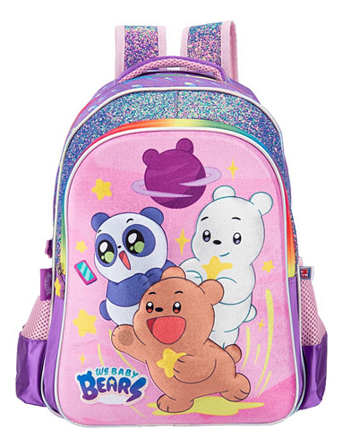 Mochila Escolar We Bare Bears Rosa/morado 34bp Color Rosa