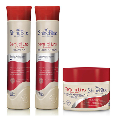 Kit Semi Di Lino Shine Blue Shampoo Condicionador Máscara