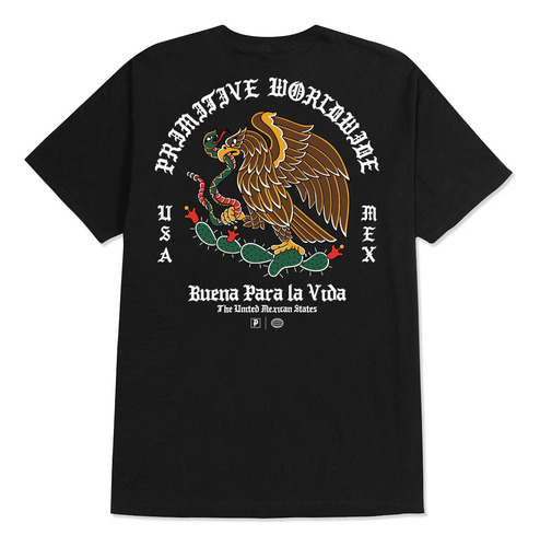 Polera Skate Primitive Vida Mexico Black Laminates