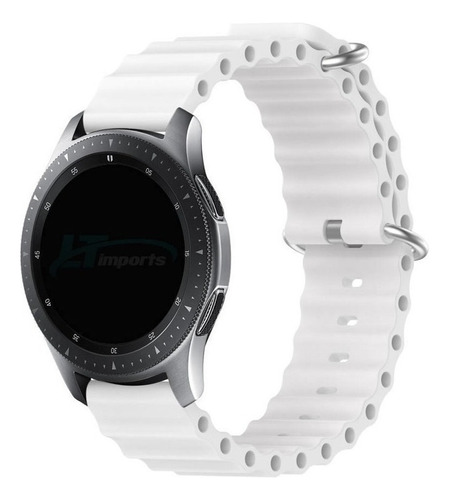 Pulseira 22mm Ondas Para Samsung Gear S3 Frontier Sm-r760 Cor Branco