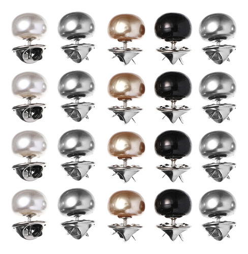F Broches Con Botones Sin Uñas Y Perlas Para Decorar 20