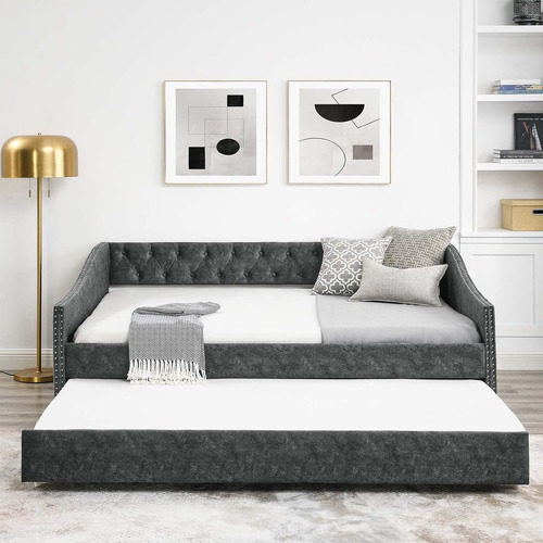 Sofá-cama Moderno En Lino, Tamaño Matrimonial Con Nido
