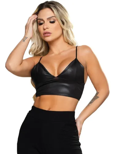 Blusa de sale couro feminina alcinha