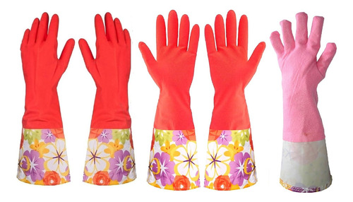 Kitchen Rubber Cleaning Gloves With Warm Lining Household Th