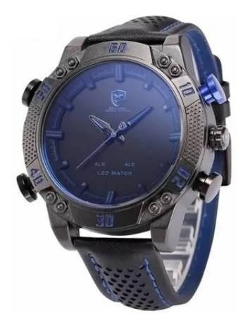 Relógio Masculino Shark Anadigi Ds019l - Preto E Azul | Frete grátis
