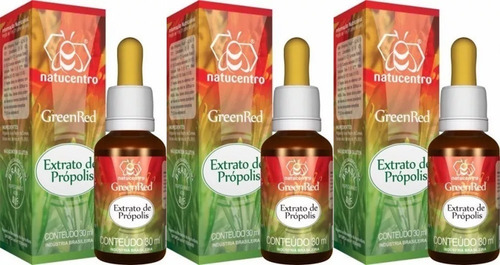 Kit 3 Extrato De Própolis Greenred Natucentro 30 Ml + Brinde