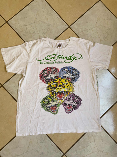 Playera Ed Hardy Xl Blanca Tigres