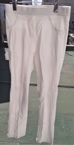Pantalon Blanco Dama Con Elastico Impecable Talle S Comodo