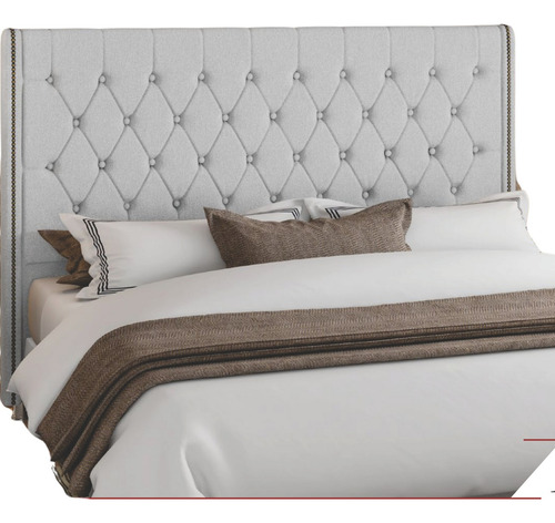 Cabeceira Estofada Cama Box Queen 1,60 Firenze Para Quarto Cor Cinza